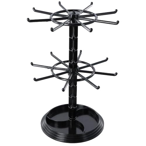 Image of Anseom 2 Tier Rotating jewelry Display Stand jewelry Tree Stand Organizer Necklace Pendants Organizer Jewelry Keychain Display Stand Spinner display stand for Women Girls Necklaces Bracelets, Black
