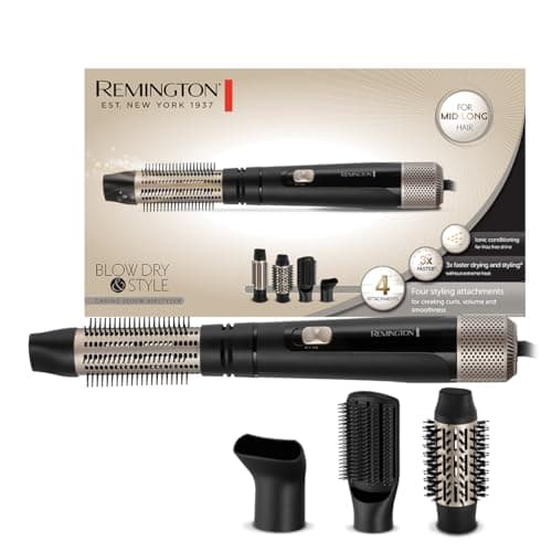 Image of Remington Blow Dry & Style Air Styler - For Mid-Long Length Hair (4 Attachments, 38mm & 50mm Bristle Brush, Firm Paddle Brush, Concentrator, 2 Heat & 2 Speed Settings, Swivel Cord, 1000W) AS7500