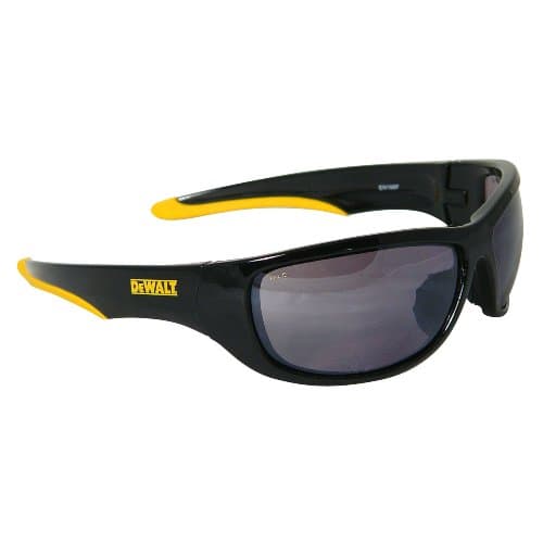 Image of DEWALT DPG94-6C Dominator™ Z87+ Safety Glasses – Black Full Frame & Silver Mirror Lens – Rubber Temples & Nosepiece – 1 Pair