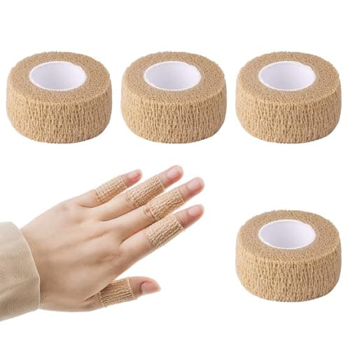 Image of 4Pcs Cohesive Finger Tape, 2.5cm x 4.5m Sport Latex Free Cohesive Bandage, Self Adherent Cohesive Bandages for Protect Finger and Wrist Protective Furniture(Skin Color)