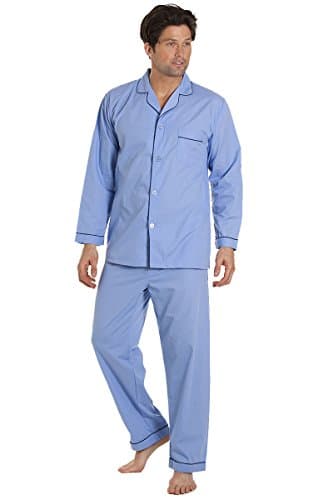 Image of Haigman Mens Nightwear Long Sleeve Pyjama Suit With Trousers, Blue XXXL