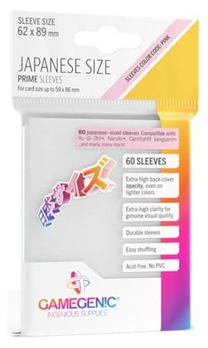 Image of Gamegenic Prime Japanese Size Card Sleeves | 60 Pack of 62 mm by 89 mm Card Sleeves | Premium Quality Card Game Holder | Use with TCG and LCG Games | White Color | Made by Gamegenic