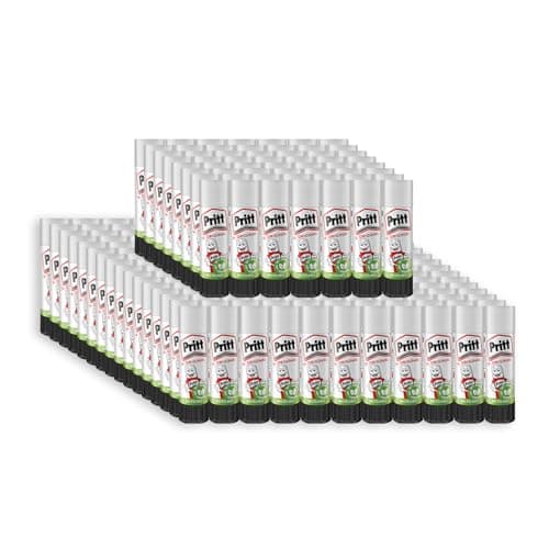 Image of Pritt Glue Stick, Safe & Child-Friendly Craft Glue for Arts & Crafts Activities, Strong-Hold adhesive for School & Office Supplies, 100x43g Pritt Stick, white