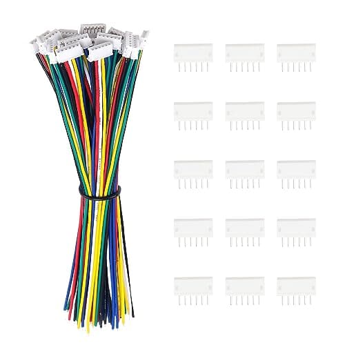 Image of Lyeteung 15 Sets Mini Micro JST 1.5 ZH 6 Pin Connector Plug Male with 150mm 26AWG Cable & Female Connector