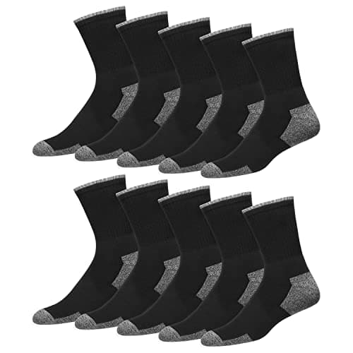 Image of SOXCO 10 Pairs Men’s Cotton Sports Socks Work Crew Socks, Pack of 10 (9-11, Black)