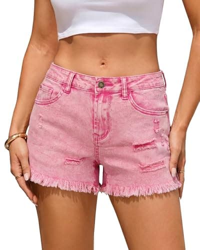 Image of Vetinee Denim Shorts for Women UK Jeans Women Hot Pink Size Medium Fits UK Size 12 to UK Size 14