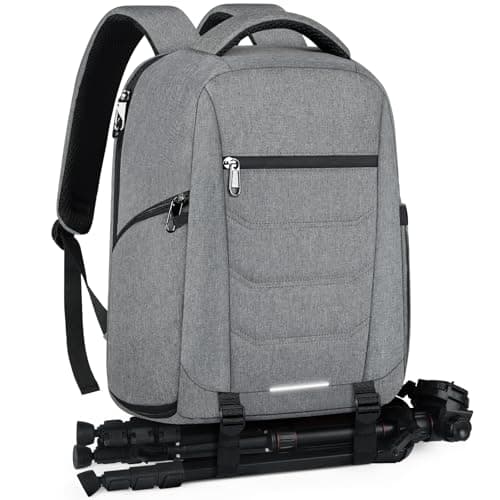 Image of RAINSMORE Professional Camera Backpack, Camera Backpacks for Photographers, DSLR Camera Bag with 14 inch Laptop Compartment Raincover for Canon Nikon Sony Grey