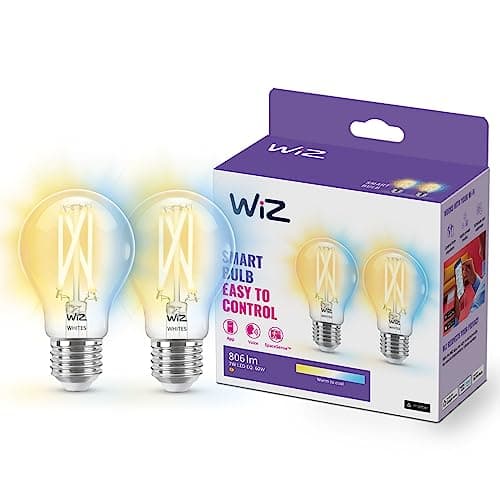 Image of WiZ Smart Bulb, E27 Clear Light Bulb, Smart Dimming LED, Connected WiFi Works with Alexa, Google Assistant & HomeKit, App Control for Livingroom, Bedroom, Dining Room, Energy Monitoring, 2 Pack