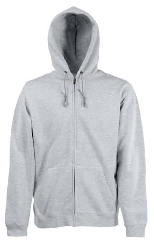 Image of Fruit of the Loom Mens Zip Through Hooded Sweatshirt Hoodie Heather Grey Large