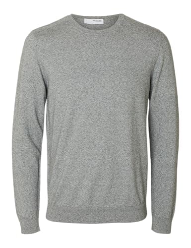 Image of SELECTED HOMME Men's Slhberg Crew Neck Noos Pullover Sweater, Light Grey Mix, XL
