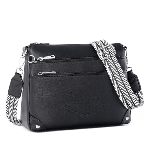 Image of Lexiyat Cross Body Bag Women Rfid Travel Crossbody Bags Leather Handbags Ladies Shoulder Bag with Adjustable Strap Black