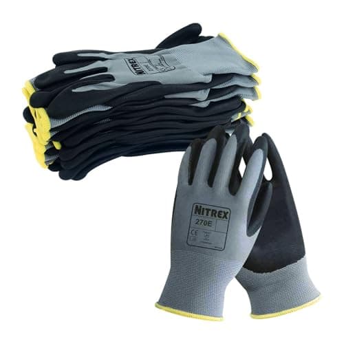Image of NITREX 270E Work Gloves – Pack of 10 | Safety Gloves with Enhanced Grip | Protective Workwear for Various Workplace Hazards | Size 8