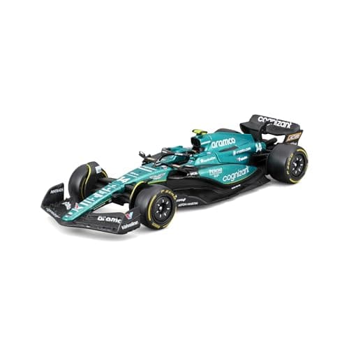 Image of Bburago Aston Martin AMR23#14 Alonso - Realistic 1:43 Scale F1 Car Model, Diecast Replica with Official Aston Martin Licence, Recommended Age 3+ Years