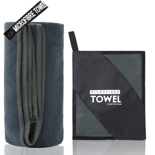 Image of KANGSIT Microfibre Towel - compact, ultra lightweight & quick dry towel, the perfect gym, travel & swimming towel for sports, camping & hiking-80x40cm (Deep Gray, 80x40 cm)