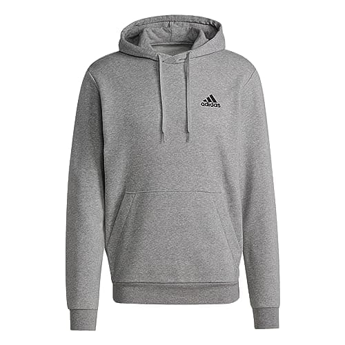 Image of adidas Men's Essentials Fleece Hoodie, Medium Grey Heather / Black, L