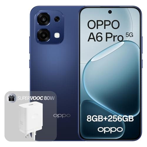Image of OPPO A6 Pro 5G 8+256GB, AI Android Unlocked Smartphone, 6.57" 120Hz AMOLED Display, 50+16MP AI Camera, 6500mAh Battery, IP69 Water Resistance, Stellar Black (Include 80W SUPERVOOC Charger)