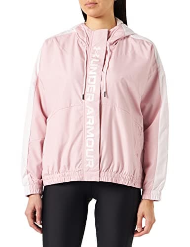 Image of Under Armour Women's Warmup Tops Women's Ua Rush™ Woven Full-Zip Jacket, Retro Pink, 1369845-676, LG