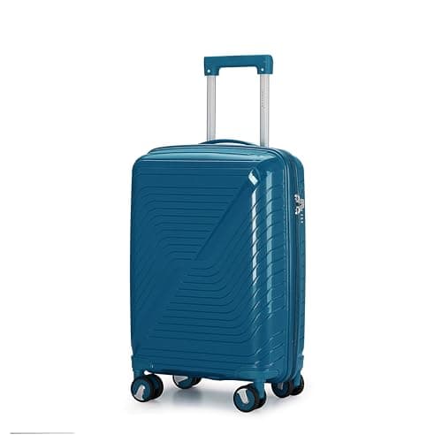 Image of Aerostar Carry-on 20" Lightweight PP Hard Suitcase, Hand Luggage 4 Wheel & TSA Lock, 55x35x20cm | Accepted All Airlines easyjet, RyanAir, British Airways (Navy Blue, 35 litres)