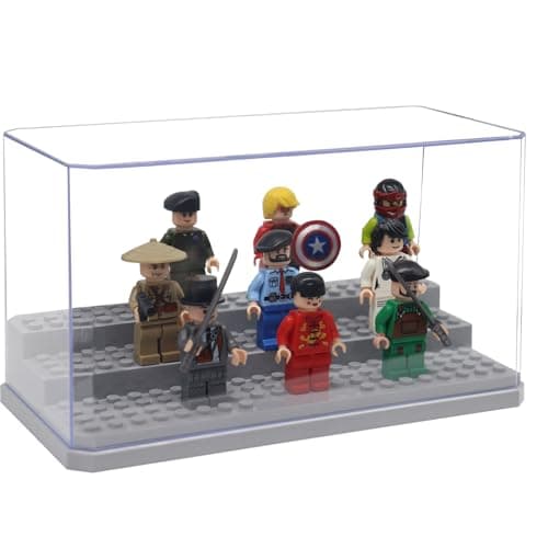 Image of MIXMIO Minifigure Display Case, 3 Layer Display Case for Minifigure Action Figures Blocks, Acrylic Display Case for Figures Dustproof for Collection Bricks Blocks Toys ,Models Minifigures (Gray)