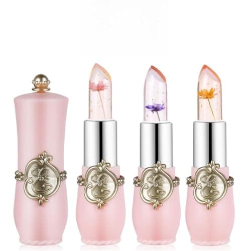 Image of LOPHE Clear Flower Jelly Lipstick, 3Pcs Magic Temperature Color Change Lip Balm, Long Lasting Moisturizing Lip Gloss Set, Nutritious Crystal Lip Stick Makeup Set, Great Gift for Women and Girl