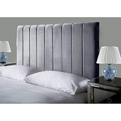 Image of Affordable Luxury Portland Lined Headboards in Elegant Plush Velvet Fabric, for Divan Beds, Bedroom and Hotel Furniture (2FT6 Small Single- Height 24", Grey)