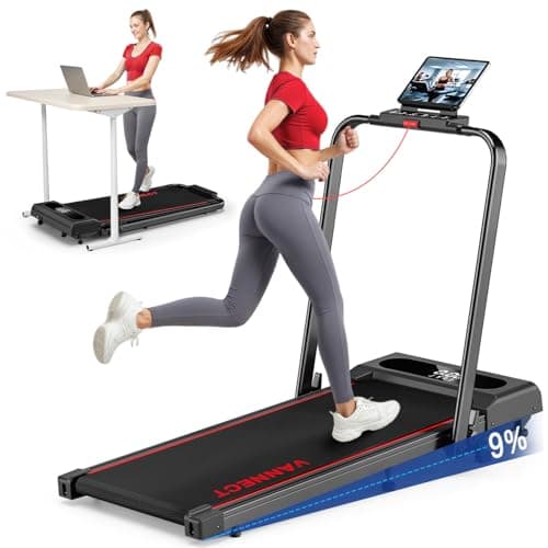 Image of 6 in 1 Folding Treadmill with 1-12KM/H, 9% Incline Walking Pad Foldable with APP, 2.75HP Under Desk Treadmills for Home Office, Running Machine Portable with Magnetic Remote Control, 350LBS Weight