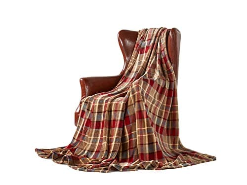 Image of DREAMLANDING Fleece Throws For Sofa Bed Chair Soft Colorful Oversized, Decorative Ultra-Plush Throw Blanket (130x150cm, Red Plaid)