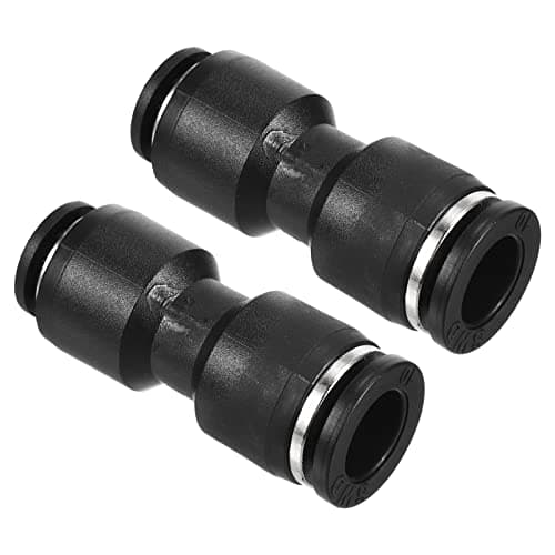 Image of PATIKIL 10mm to 8mm Reducing Push to Connect Air Line Fitting, 2 Pack Straight Union Reducer Pneumatic Quick Connect Fittings, Black