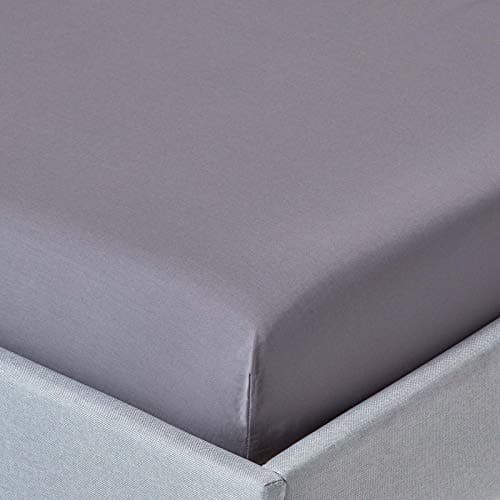 Image of HOMESCAPES Dark Grey Extra Deep Fitted Sheet (18”) King 200 TC 400 Thread Count Equivalent Pure Egyptian Cotton Bed Sheet with Fully Elasticated Skirt