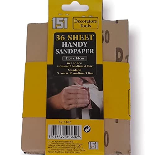 Image of 151 Decorators Tools 36 sandpaper sheets for metal wood plaster paint multipurpose for furniture, 36 Sheets for wood metals (Pack of 1)