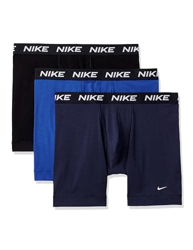 Image of Nike Men's All Day Cotton Stretch Boxer Brief W/Fly Underwear (3-Pack), Obsidian/Game Royal/Black, S