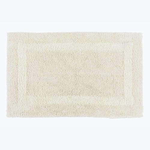 Image of HOMESCAPES Bath Mat, Luxury 1600gsm Extra Soft 100% Cotton, Reversible Bathroom Mats Non-Slip, Washable, Super Absorbent, Quick-Dry, Cream Bathroom Rug, 50 x 80 cm