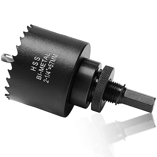 Image of 57mm Hole Saw for Metal and Wood, 2.25 inch HSS Bi-Metal Circular Drill Cutter with Pilot Bit for Plate Steel, Sheet Iron, Ceiling Board, Acrylic Panel, 7/16” Hex Shank