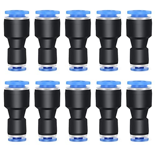 Image of ERGAOBOY 10 Pcs 10MM Tube OD x 8MM Tube OD Straight Reducing Push to Connect Fittings, Blue Pneumatic Union Pipe Tube Reducer Push Lock