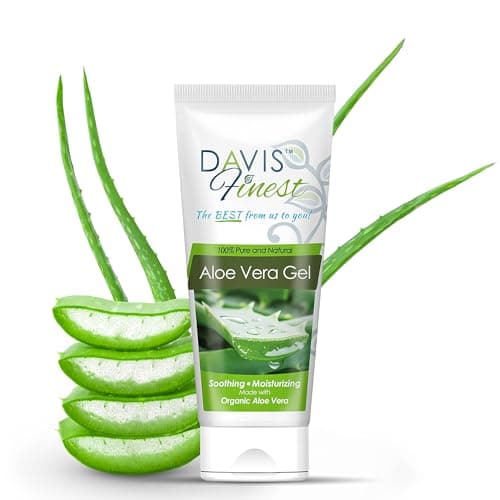 Image of Davis Finest - Pure Aloe Vera Gel - 200ml - Face, Hair & Skin - Use as After Sun, Aftershave Lotion, or Soothing Moisturiser - 100% Natural, Organic & Chemical-Free Cooling Gel - for All Skin Types