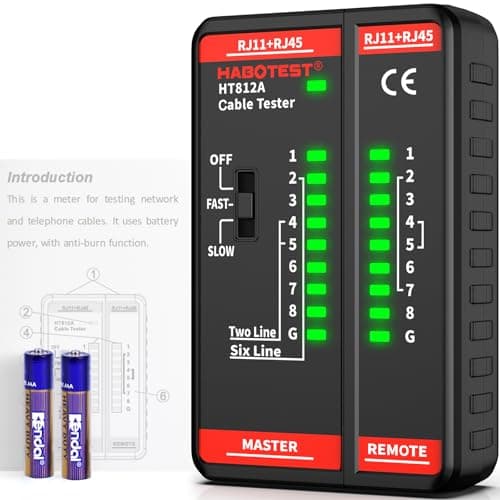 Image of Network Ethernet Cable Tester for LAN RJ45 RJ11 CAT5 CAT5E CAT6 CAT6A CAT7, Ethernet Wire Tester Tool UTP/STP Continuity Test for Telephone Line Finder Home Repair