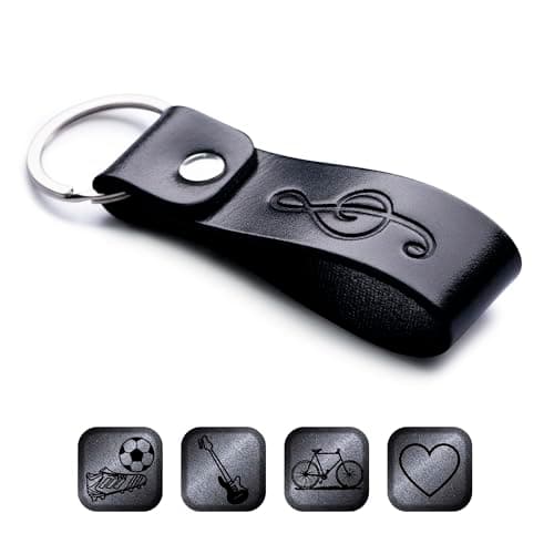 Image of MAGOR Leather Keychain Favorite for Men, Keyring Gift for Women & Men, Birthday & Anniversary, Full Grain Leather (Treble Cleaf)