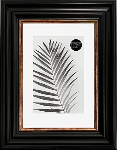 Image of Pf+a REAL GLASS 8x6 Photo Frame - 6x4 Frame With Mount, Black & Copper Gold