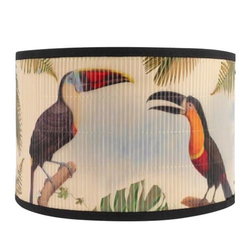 Image of Tovinanna Bamboo Pendant Lamp Shade 11.81x11.81x8.07In – Soft Light Diffusing & Glare-Reducing for Living Room, Bedroom, Dining Room – Vintage Floral Pattern Indoor Ceiling Light