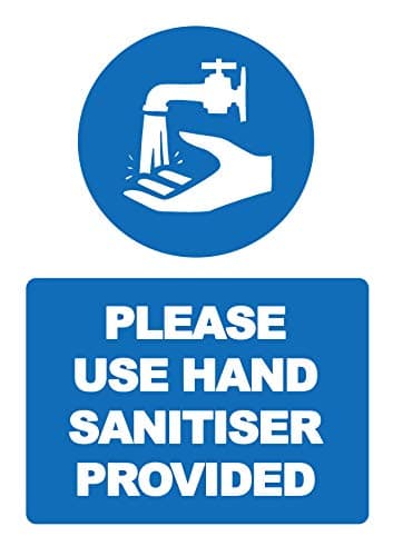 Image of 1 x please use hand sanitiser provided (dispenser) - social distancing vertical safety sign self adhesive vinyl weather proof label sticker - 160mm x 225mm - (SC-36)