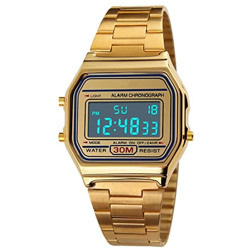Image of Nicoone Mens Digital Watch Luxury Business Wrist Quartz Watch 30M Waterproof Stainless Steel Sports Wrist Watch Clock Wrist Watch Gold