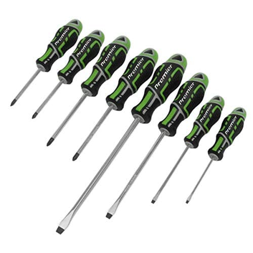 Image of Sealey GripMAX Screwdriver Set 8pc - Soft High Power Handles Hi-Vis Green