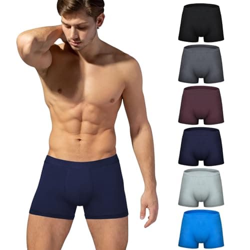 Image of Aurmly Mens Boxer Shorts Light Men Trunks of Bamboo Fiber 6 Pack Mens Underwear