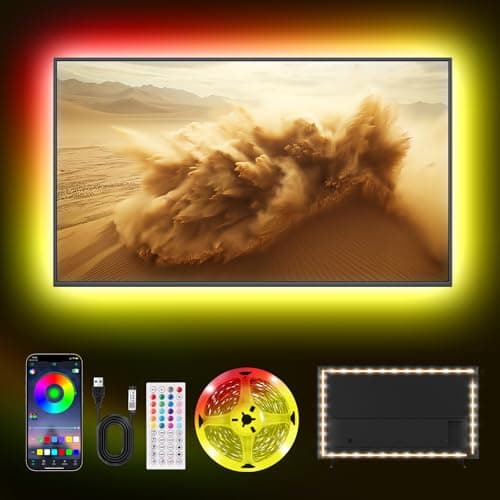Image of Liwqolx LED Backlights, 1M RGB Music Sync Lights for 32-50 Inch TV Behind, 30Leds/M with Remote APP Control USB Strip Lights for Party,TV,Gaming Room
