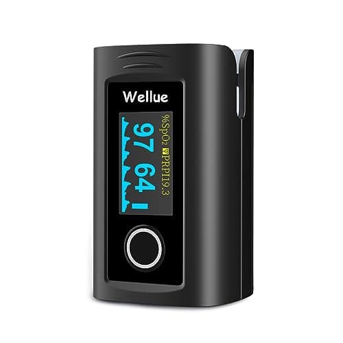 Image of ViATOM Pulse Oximeter Approved UK Bulit-in Storage,Blood Oxygen Monitor Finger Adult for Heart Rate and SpO2 with Alarm, Batteries, Carry Bag & Lanyard