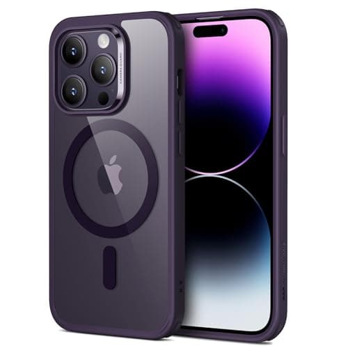 Image of ESR Classic Hybrid Magnetic Case with HaloLock, Compatible with iPhone 14 Pro Case, Compatible with MagSafe, Shockproof Military-Grade Protection, Scratch-Resistant Back, Purple