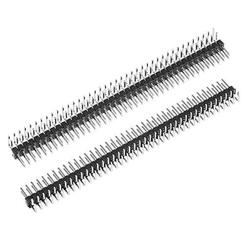 Image of sourcing map Right Angle Header Pin 80P 2 Row 2.54mm Pitch Silver Tone Pin for PCB 4pcs