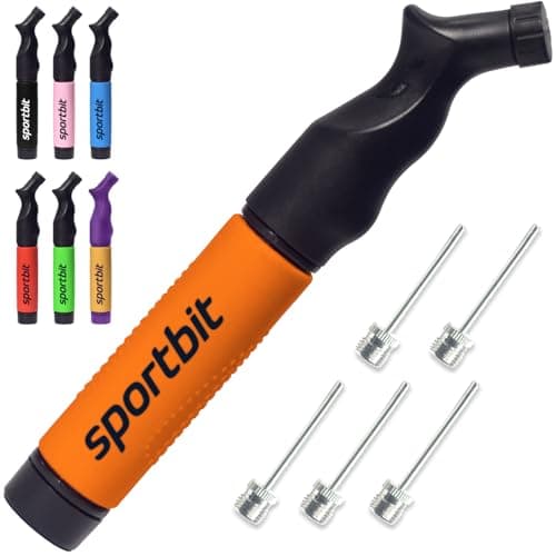 Image of SPORTBIT Ball Pump with 5 Needles - Push & Pull Inflating System - Great for All Sports Balls - Football Ball Air Pump, Volleyball Pump, Basketball Inflator - Goes with Needles Set