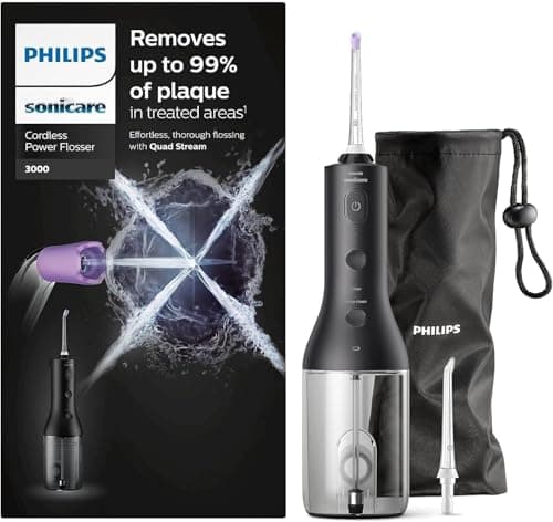 Image of Philips Sonicare Cordless Power Flosser 3000 Oral Irrigator - Water Flosser for Teeth, Gums and Dental Care, Black (Model HX3826/33)