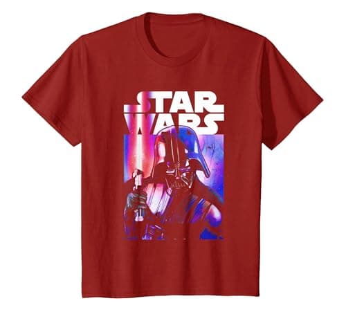 Image of Star Wars Darth Vader Light Saber Glow T-Shirt, Youth, Cranberry Red, 4T